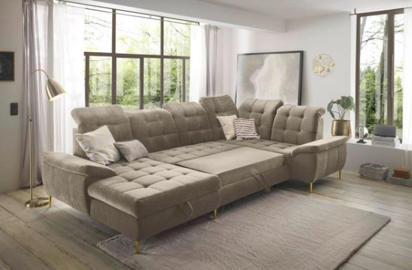 ED EXCITING DESIGN Wohnlandschaft Valtura, mit Schlaffunktion, Bettkasten, Kopflehnenfunktion