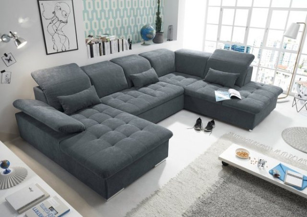 ED EXCITING DESIGN Wohnlandschaft Wayne, Mit Schlaffunktion, Bettkasten, Armlehnenfunktion, Kopflehn