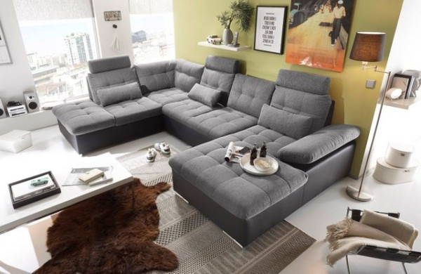 ED EXCITING DESIGN Wohnlandschaft Jakarta, mit Bettfunktion, mit 3 Kopfstützen, mit Bettkasten