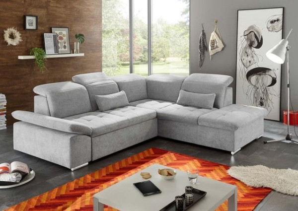 ED EXCITING DESIGN Ecksofa, Wayne Ecksofa 276x240 cm Couch Eckcouch Sofa Silber
